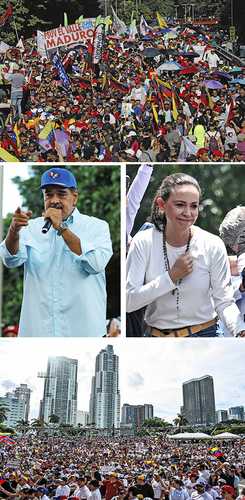 marches-by-chavistas-and-opposition-members-in-the-race-for-the-presidency-of-venezuela