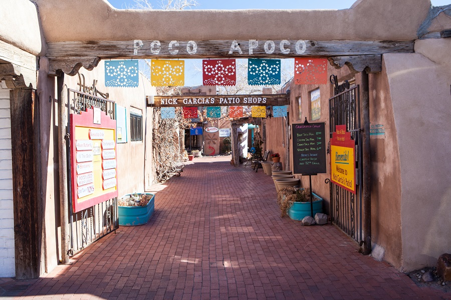 Albuquerque, USA - January 31 2013: Old Town Plaza and surrounding buildings in Old Town Alburqueque, New Mexico, USA