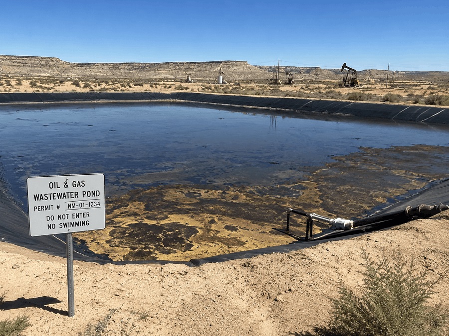 An oil and gas wastewater pond in the San Juan Basin in New Mexico.