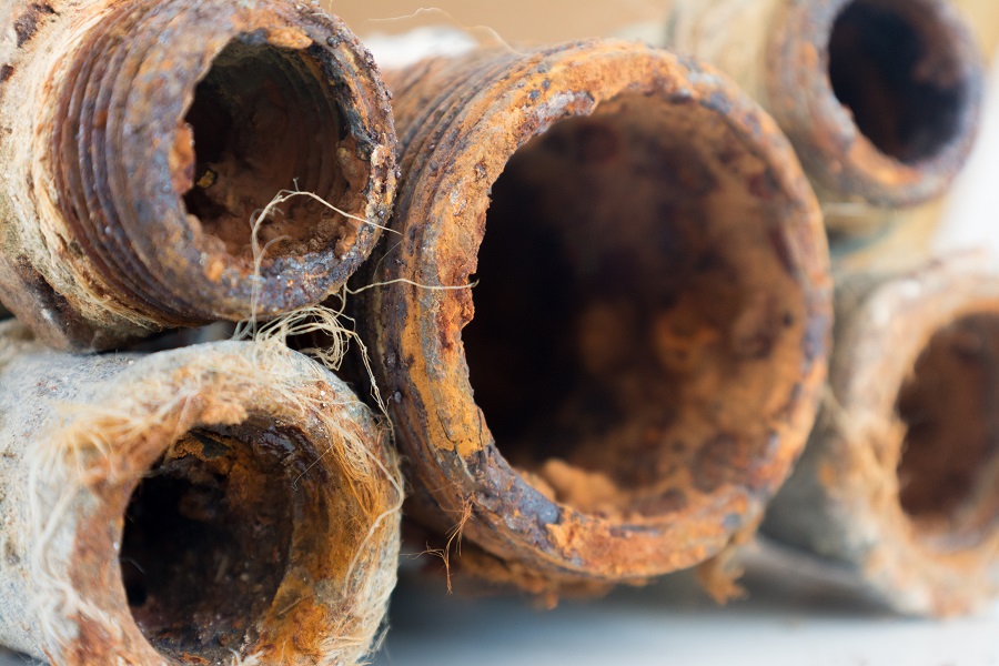 Old and rusted lead pipes