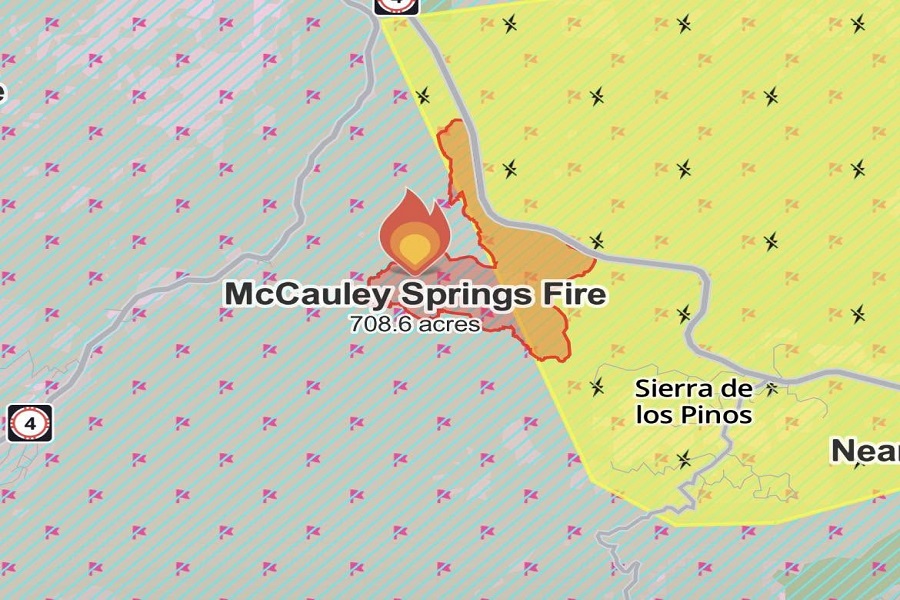 Map of McCauley Springs Fire