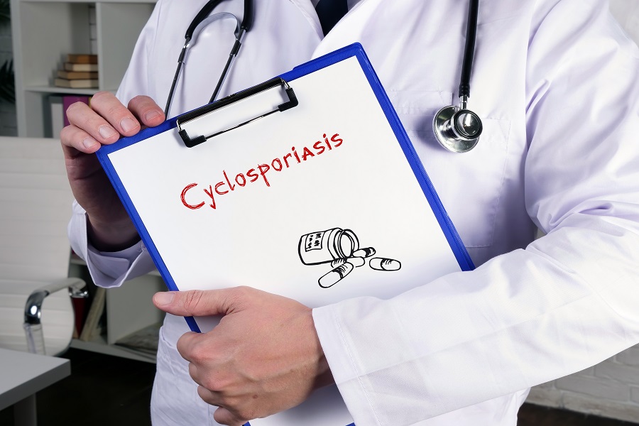 Health care concept meaning Cyclosporiasis with sign on the sheet.
