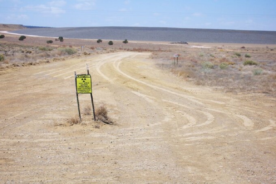 Radiation warning sign at Ambrosia Lake uranium mining area